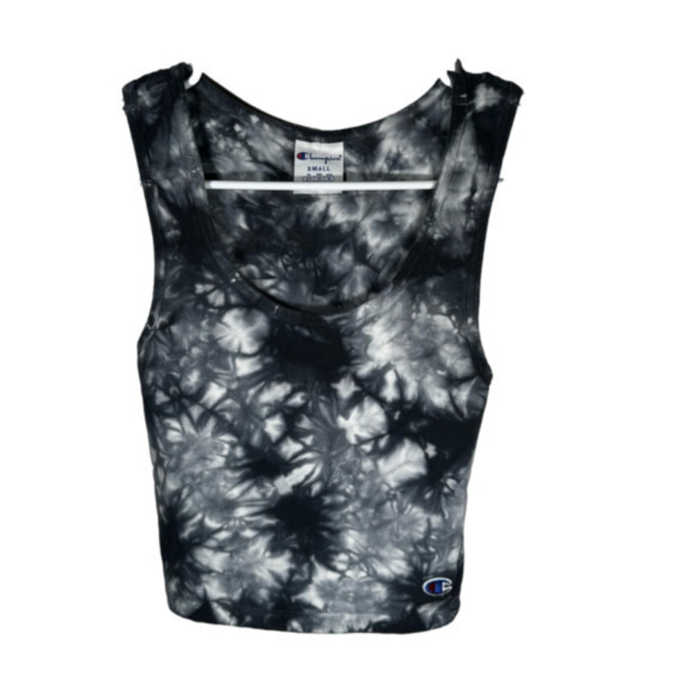 Champion Navy Blue and White Fitted Crop Tank Top